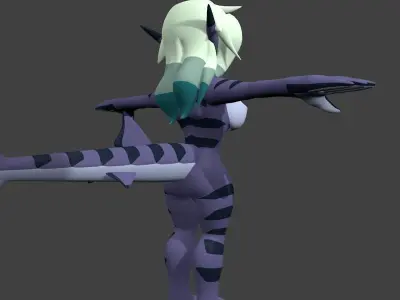 Tsunami the Leopard Shark NUDE no rigging Low-poly 3D model