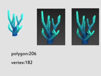 seaweed coral underwater plant aquatic  Low-poly 3D model