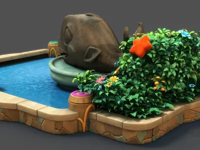 Cartoon Fountain 3D model