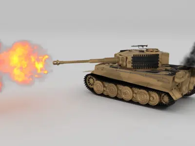 Fully built Panzer Tiger Tank Late 1944 v1 Firing  3D model