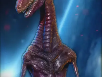 Dinolien alien creature with head 3D model