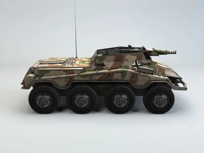 Low Poly SdKfz 234 3 Stummel Armored Car Low-poly 3D model