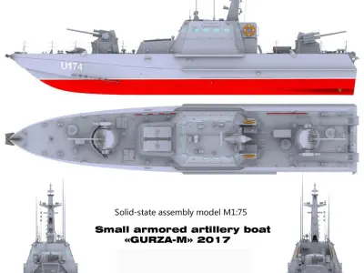 Ukraine Small armored artillery boat type-Gurza M U174 AKKERMAN  3D model
