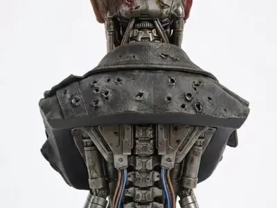 Battle Damaged T800 Bust STL Terminator Cyborg 3D Statue 3D print model