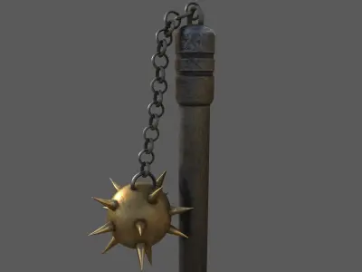 Flail sword with chain Low-poly 3D model
