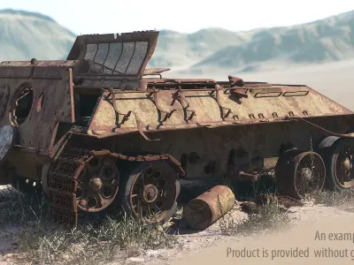 Tank T-34 Chassis Rusted 3D model