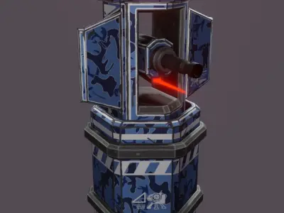 Barrel turret Low-poly 3D model