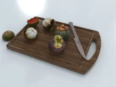 Mangosteen 3 Models - Realistic Looking - Low-poly 3D model