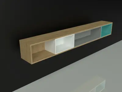 Shelf Bookcase shelving wood colorful furniture set Artrzcinski Low-poly 3D model