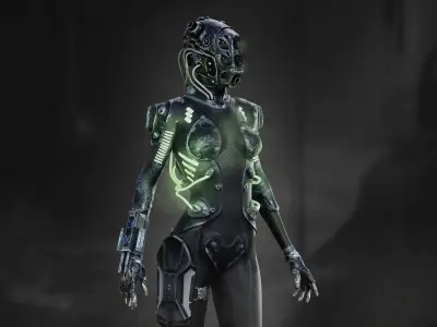 Sci Fi Cyborg Girl Low-poly 3D model