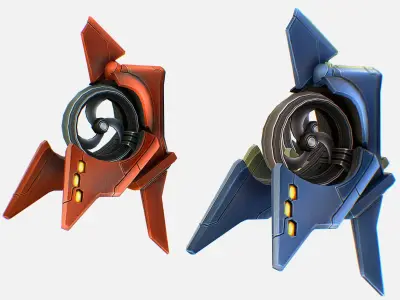 Mechanical Flying Combat Drone Space Aircraft Low-poly 3D model