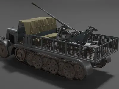 Sd kfz 6-2 Anti Aircraft Gun Low-poly 3D model