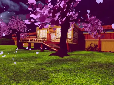 Samurai Sleeping Den Scene Low-poly 3D model