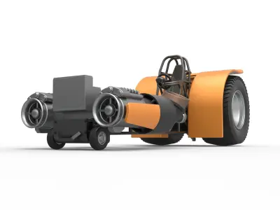 Pulling tractor with 2 jet engines Scale 1 to 25 3D print model