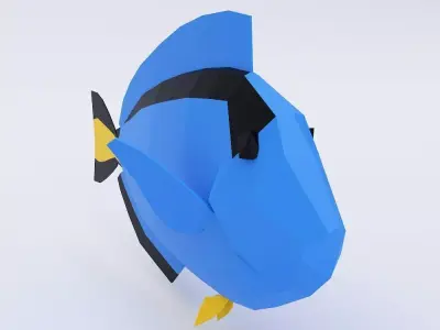 Blue tang fish low poly 3d model  Low-poly 3D model