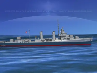 Gleaves Class Destroyer USS Doyle DD494 3D model