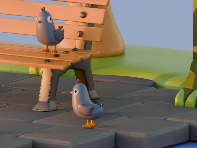 Stylized Park Render 3D model