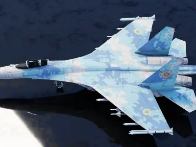 Sukhoi SU-27 Flanker Low-poly 3D model