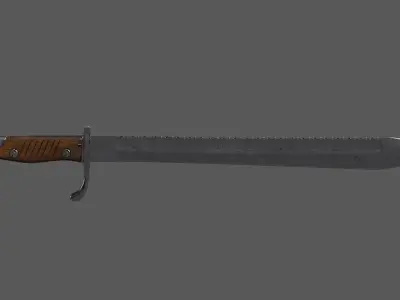 German WWI M1898-05 Butcher Sawback Bayonet Low-poly 3D model