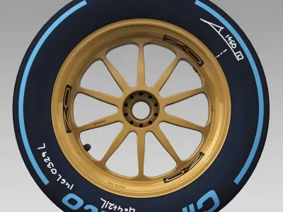 18 inches wet rear tyre Low-poly 3D model