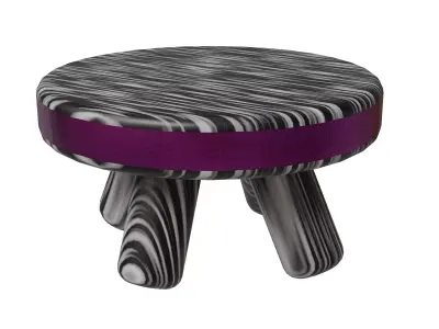 3D Model of Modern Striped Stool with Purple Detailing Free low-poly 3D model