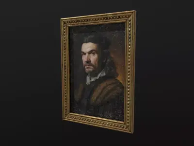 Old Portrait Painting of Man Low-poly 3D model