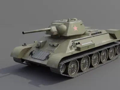 T34-76 1942 Medium Tank Low-poly 3D model