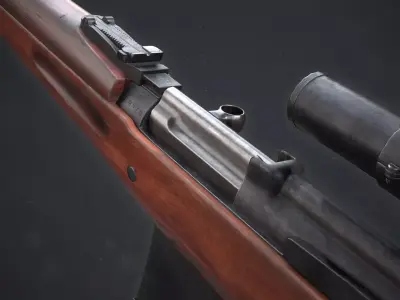 PBR Soviet SVT-40 Semi-Automatic rifle Low-poly 3D model