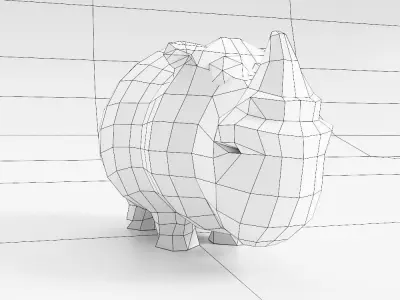 Rhino cartoon 3d model  Low-poly 3D model