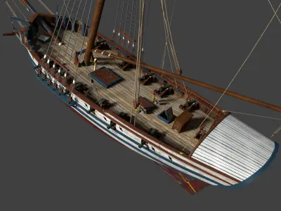 British Sloop MEDIATOR - Gunship 1745 Low-poly 3D model