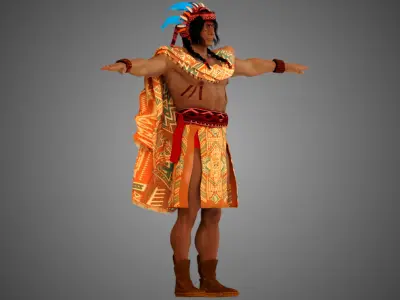 Native American Warrior Male 3D model