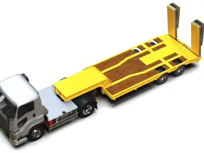 Generic Lowbed Semi-Trailer 4x16m 25 Tons 3D model