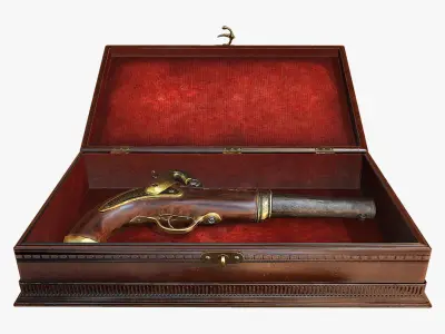 Antique Pistol Low-poly 3D model