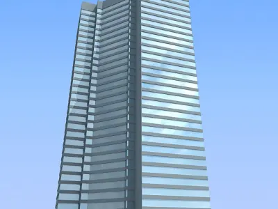 Modern Full Glass Building 87 3D model