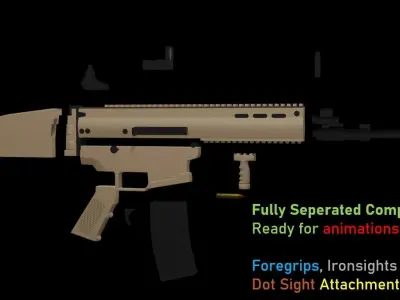 FN SCAR Low-poly 3D model