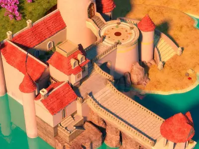 Cartoon Castle Scene 3D model