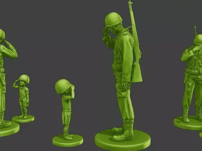 American soldier ww2 Attention LB A15 3D print model