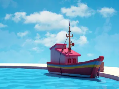 boat  stylized 3d Low-poly 3D model