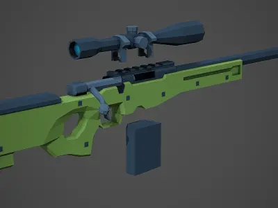 Stylized AWP Sniper Low Poly Mobile Ready Low-poly 3D model