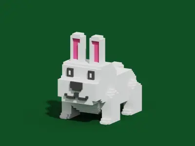Voxel Rabbit Low-poly 3D model