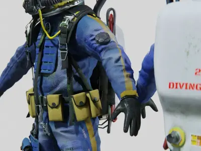 Modern Deep Sea Diving Suit Low-poly 3D model