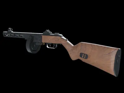 ppsh41 gun Low-poly 3D model