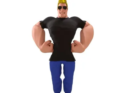 Johnny Bravo cartoon character Free low-poly 3D model