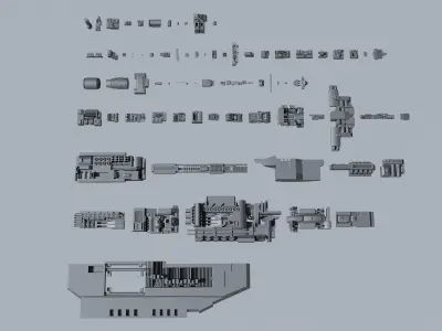 sci-fi greebles kitbash Low-poly 3D model