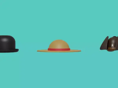 Low Poly Hats Collection - 3D Asset Low-poly 3D model