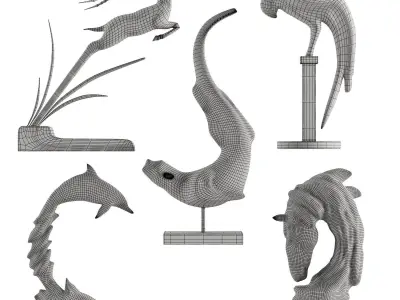 Animal Scluptures 02 Low-poly 3D model