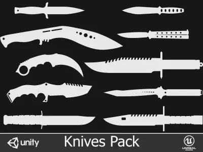 Knives Pack Low-poly 3D model