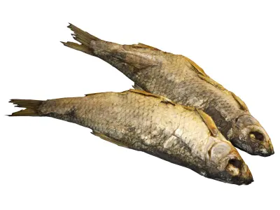 Beer in a mug with dried fish 3D model