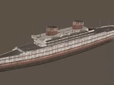 Old Rusted Steam Ship Low Poly 3D Model Low-poly 3D model