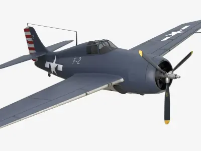 Grumman F4F Wildcat Low-poly 3D model